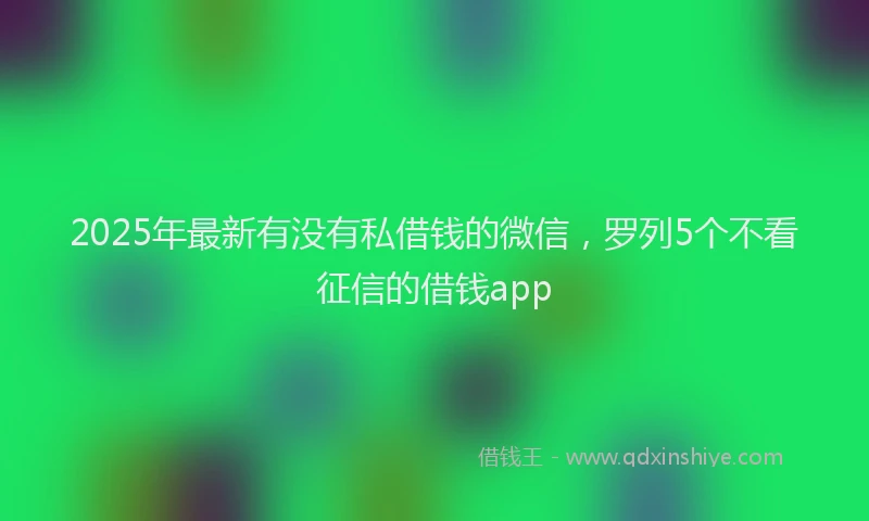 2025年最新有没有私借钱的微信，罗列5个不看征信的借钱app