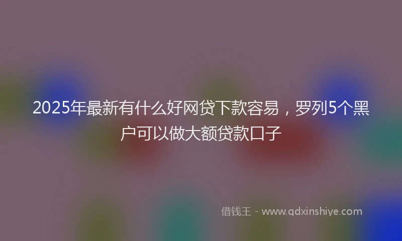 2025年最新有什么好网贷下款容易，罗列5个黑户可以做大额贷款口子