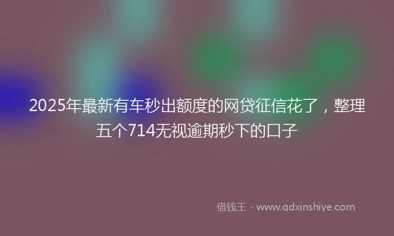 2025年最新有车秒出额度的网贷征信花了，整理五个714无视逾期秒下的口子