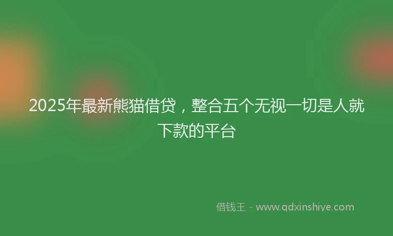 2025年最新熊猫借贷，整合五个无视一切是人就下款的平台