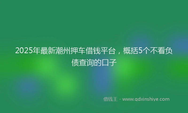 2025年最新潮州押车借钱平台，概括5个不看负债查询的口子