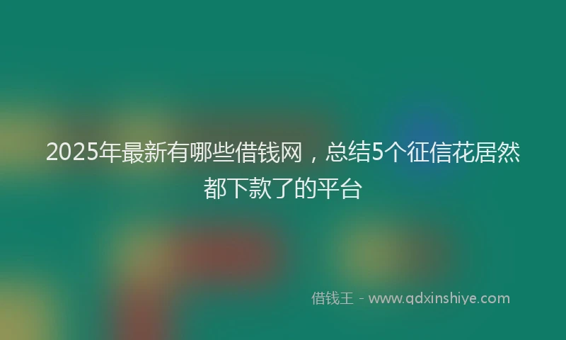 2025年最新有哪些借钱网，总结5个征信花居然都下款了的平台