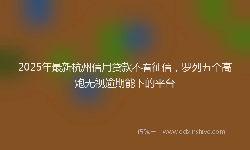2025年最新杭州信用贷款不看征信，罗列五个高炮无视逾期能下的平台