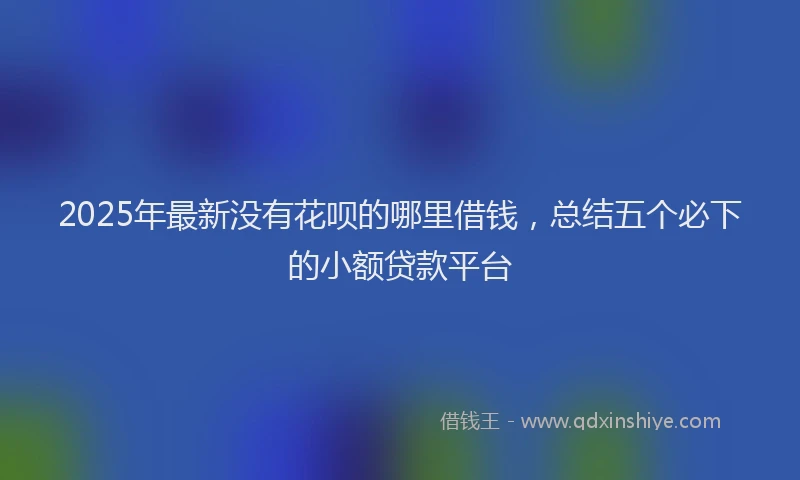 2025年最新没有花呗的哪里借钱，总结五个必下的小额贷款平台