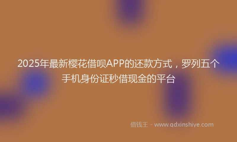 2025年最新樱花借呗APP的还款方式，罗列五个手机身份证秒借现金的平台