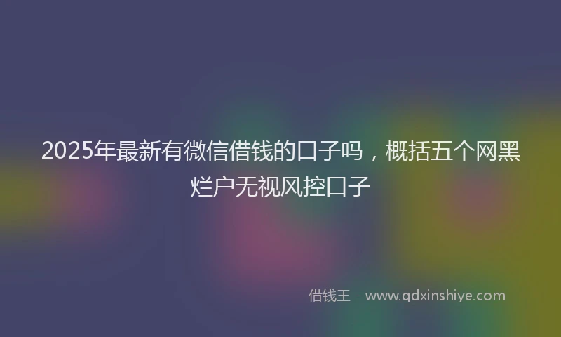 2025年最新有微信借钱的口子吗，概括五个网黑烂户无视风控口子