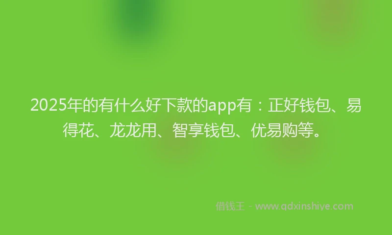 2025年的有什么好下款的app有：正好钱包、易得花、龙龙用、智享钱包、优易购等。