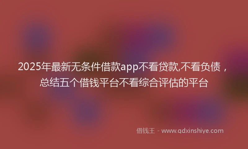 2025年最新无条件借款app不看贷款,不看负债，总结五个借钱平台不看综合评估的平台