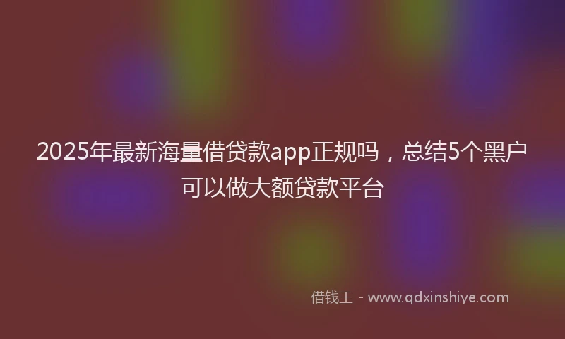 2025年最新海量借贷款app正规吗，总结5个黑户可以做大额贷款平台