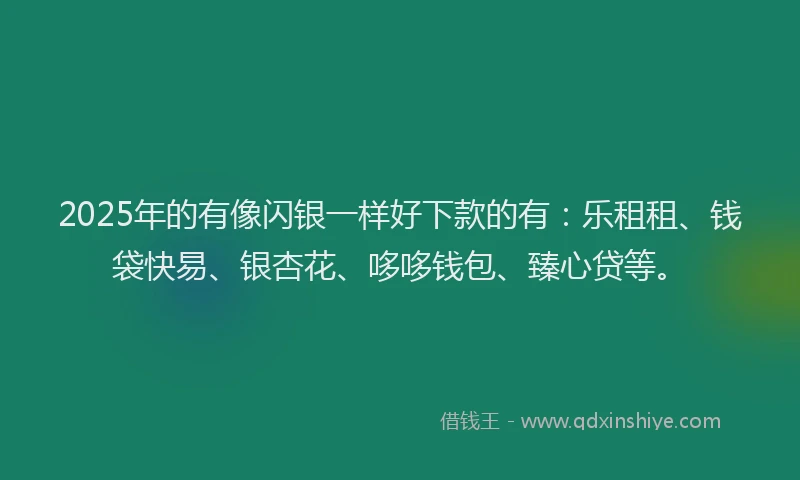 2025年的有像闪银一样好下款的有：乐租租、钱袋快易、银杏花、哆哆钱包、臻心贷等。
