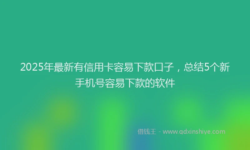 2025年最新有信用卡容易下款口子，总结5个新手机号容易下款的软件