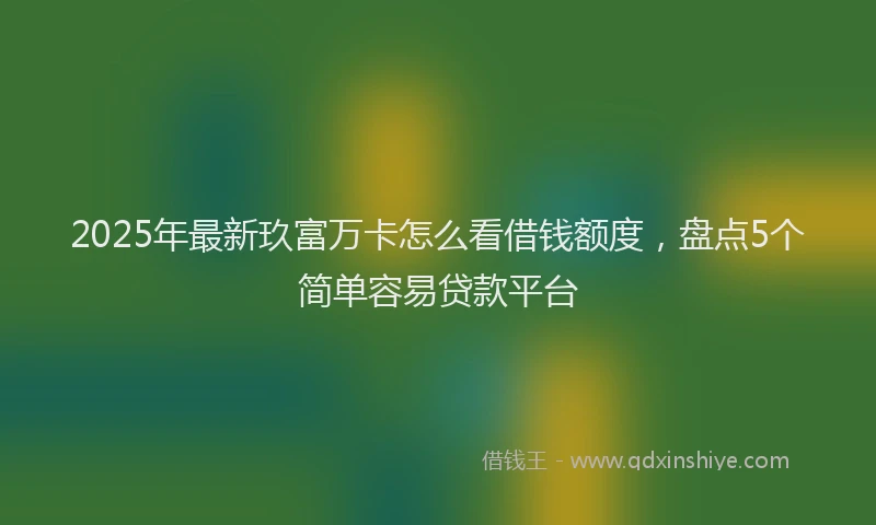 2025年最新玖富万卡怎么看借钱额度，盘点5个简单容易贷款平台
