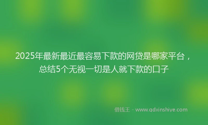 2025年最新最近最容易下款的网贷是哪家平台，总结5个无视一切是人就下款的口子