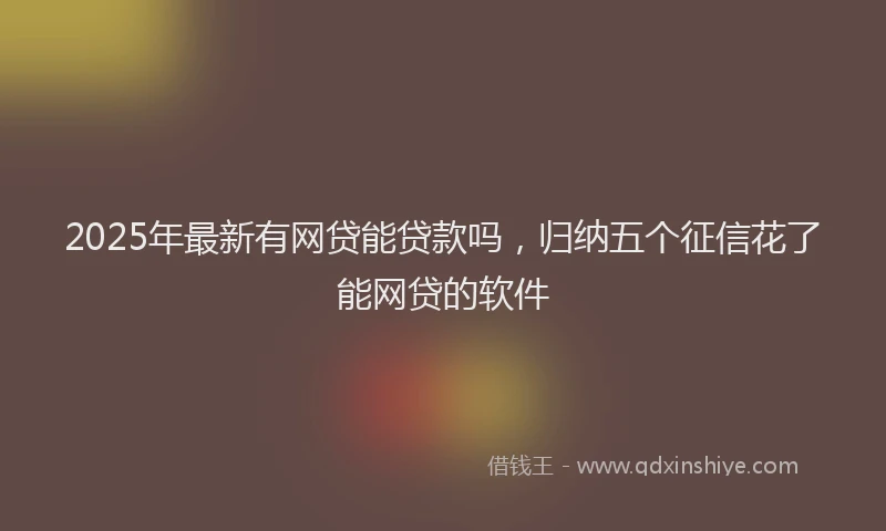 2025年最新有网贷能贷款吗，归纳五个征信花了能网贷的软件