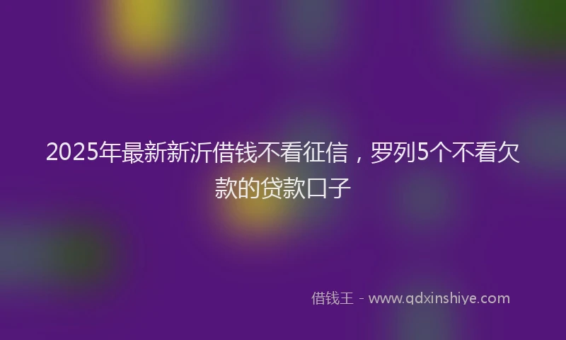 2025年最新新沂借钱不看征信，罗列5个不看欠款的贷款口子