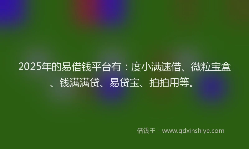 2025年的易借钱平台有：度小满速借、微粒宝盒、钱满满贷、易贷宝、拍拍用等。