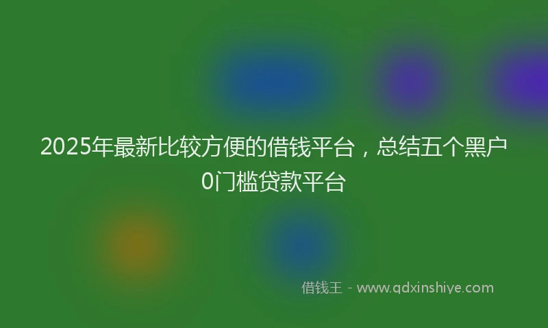 2025年最新比较方便的借钱平台，总结五个黑户0门槛贷款平台