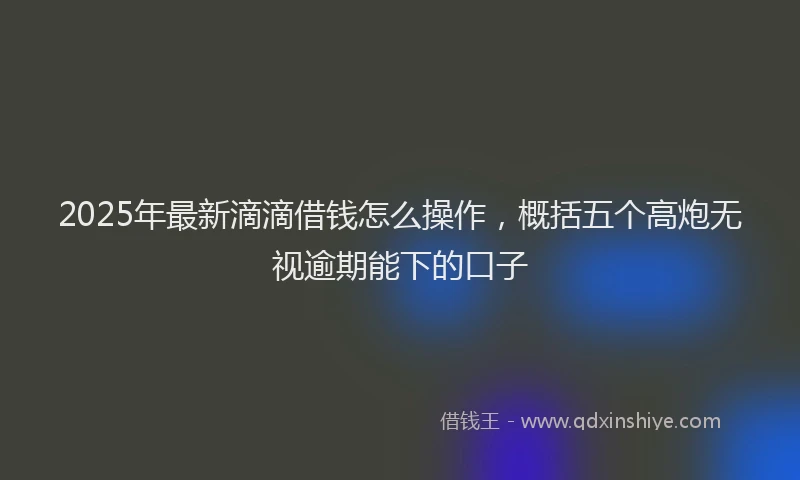 2025年最新滴滴借钱怎么操作，概括五个高炮无视逾期能下的口子