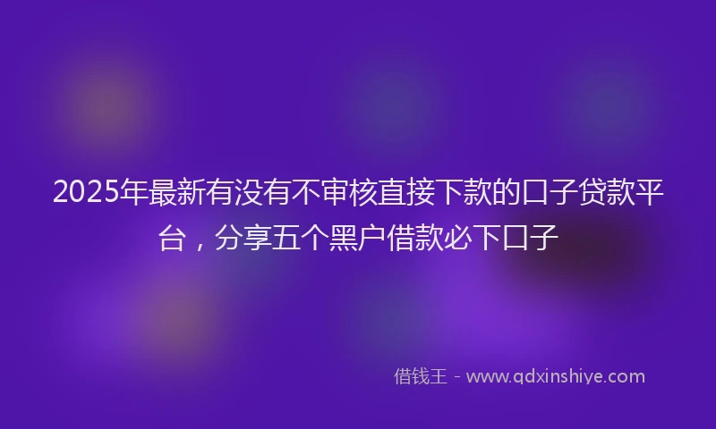 2025年最新有没有不审核直接下款的口子贷款平台，分享五个黑户借款必下口子