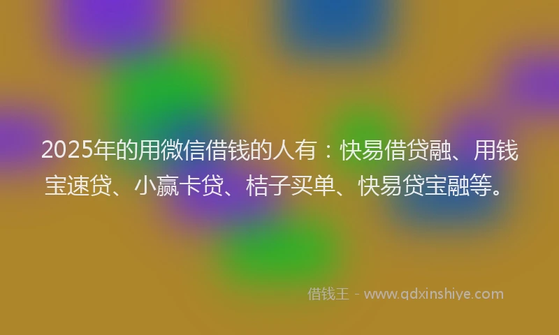 2025年的用微信借钱的人有：快易借贷融、用钱宝速贷、小赢卡贷、桔子买单、快易贷宝融等。