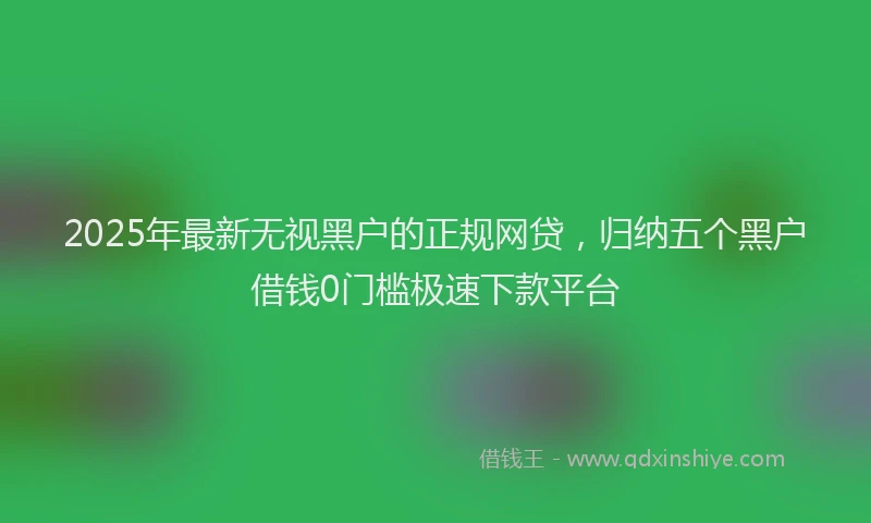2025年最新无视黑户的正规网贷，归纳五个黑户借钱0门槛极速下款平台
