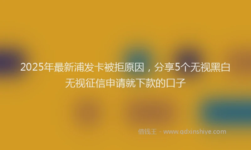 2025年最新浦发卡被拒原因，分享5个无视黑白无视征信申请就下款的口子
