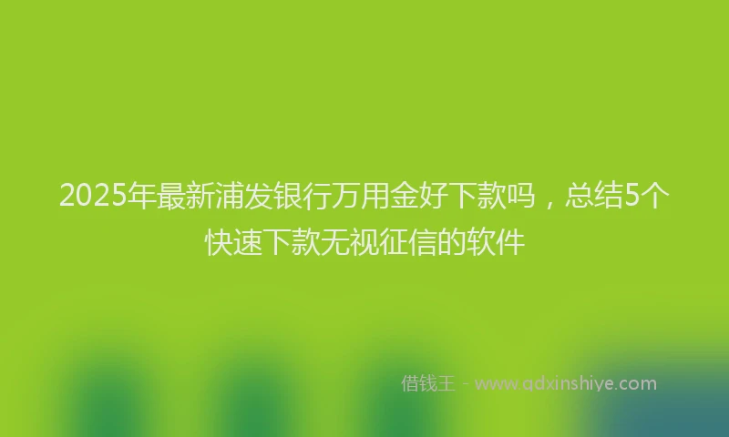 2025年最新浦发银行万用金好下款吗，总结5个快速下款无视征信的软件