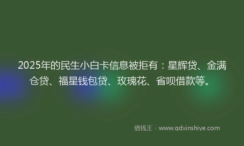2025年的民生小白卡信息被拒有：星辉贷、金满仓贷、福星钱包贷、玫瑰花、省呗借款等。