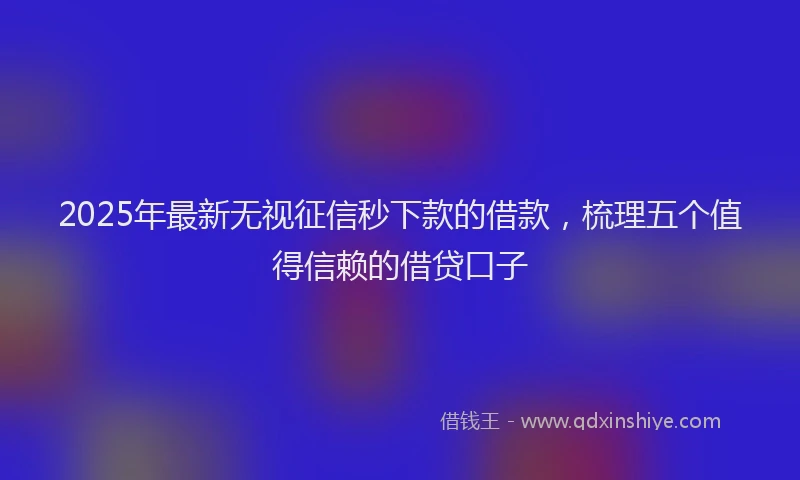 2025年最新无视征信秒下款的借款，梳理五个值得信赖的借贷口子