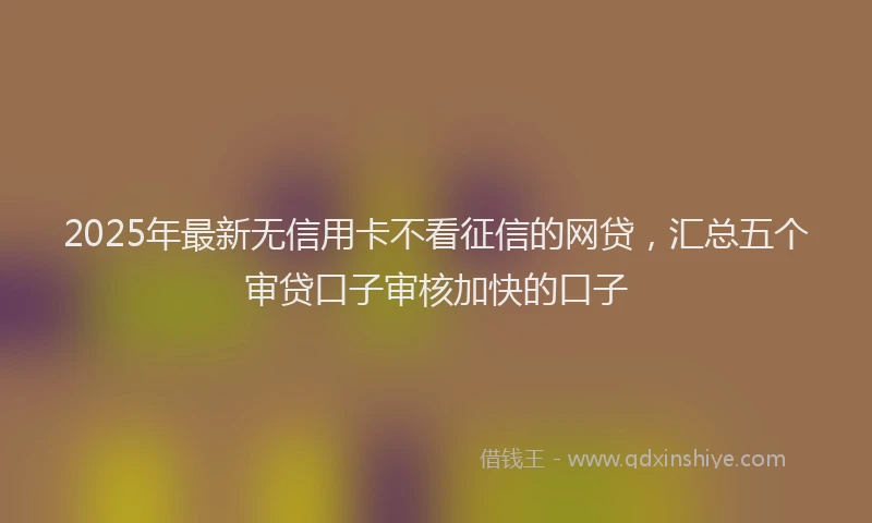2025年最新无信用卡不看征信的网贷，汇总五个审贷口子审核加快的口子