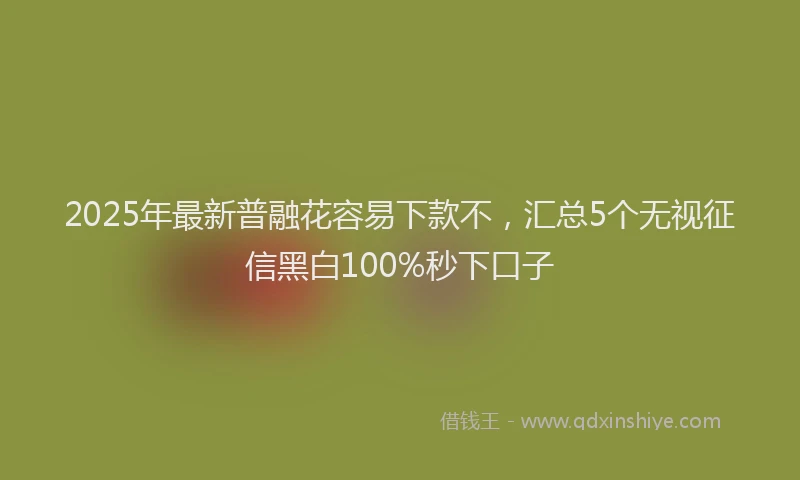 2025年最新普融花容易下款不，汇总5个无视征信黑白100%秒下口子