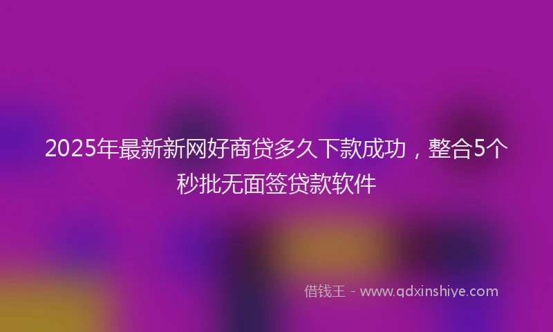 2025年最新新网好商贷多久下款成功，整合5个秒批无面签贷款软件
