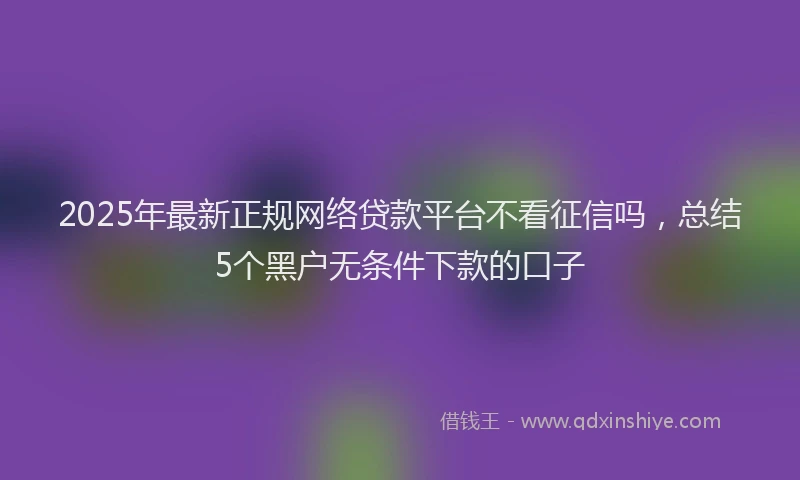 2025年最新正规网络贷款平台不看征信吗，总结5个黑户无条件下款的口子