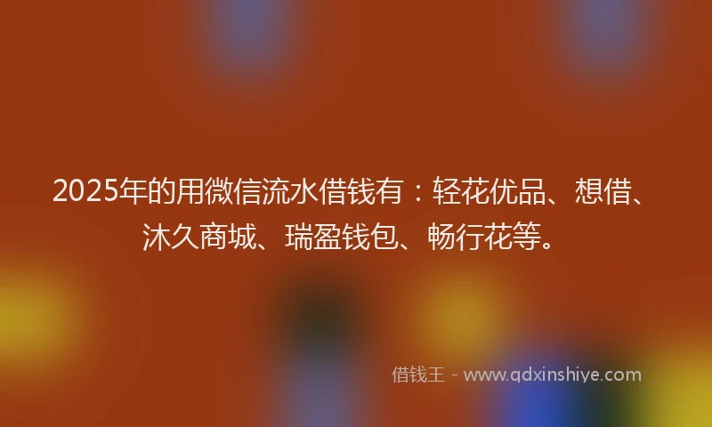 2025年的用微信流水借钱有：轻花优品、想借、沐久商城、瑞盈钱包、畅行花等。