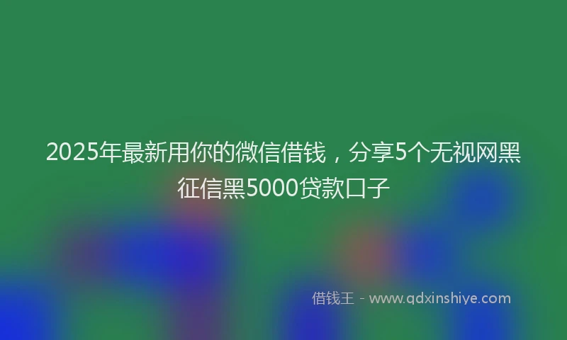 2025年最新用你的微信借钱，分享5个无视网黑征信黑5000贷款口子