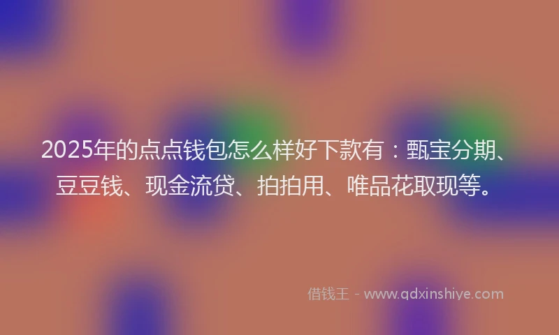 2025年的点点钱包怎么样好下款有：甄宝分期、豆豆钱、现金流贷、拍拍用、唯品花取现等。