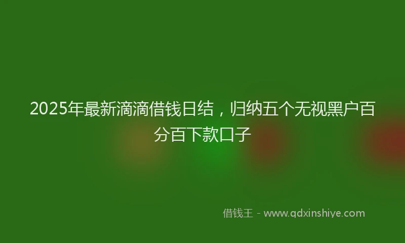 2025年最新滴滴借钱日结，归纳五个无视黑户百分百下款口子