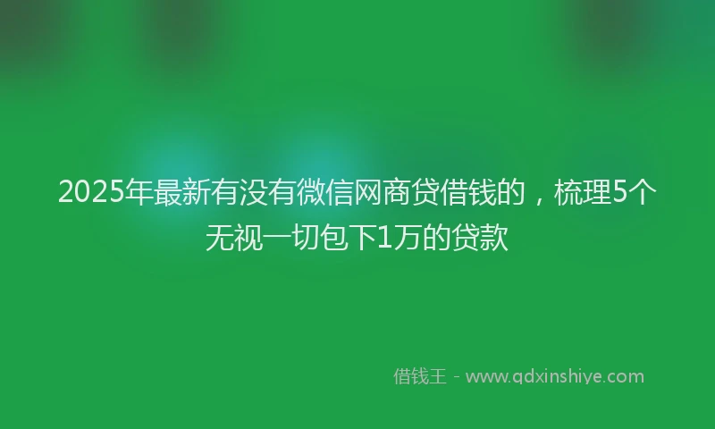 2025年最新有没有微信网商贷借钱的，梳理5个无视一切包下1万的贷款