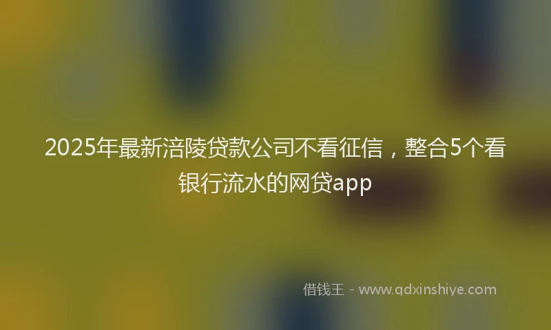2025年最新涪陵贷款公司不看征信，整合5个看银行流水的网贷app