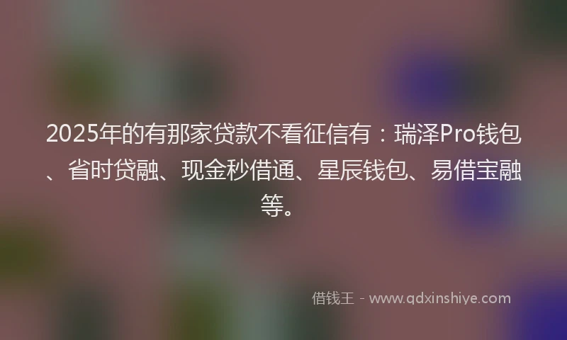 2025年的有那家贷款不看征信有：瑞泽Pro钱包、省时贷融、现金秒借通、星辰钱包、易借宝融等。