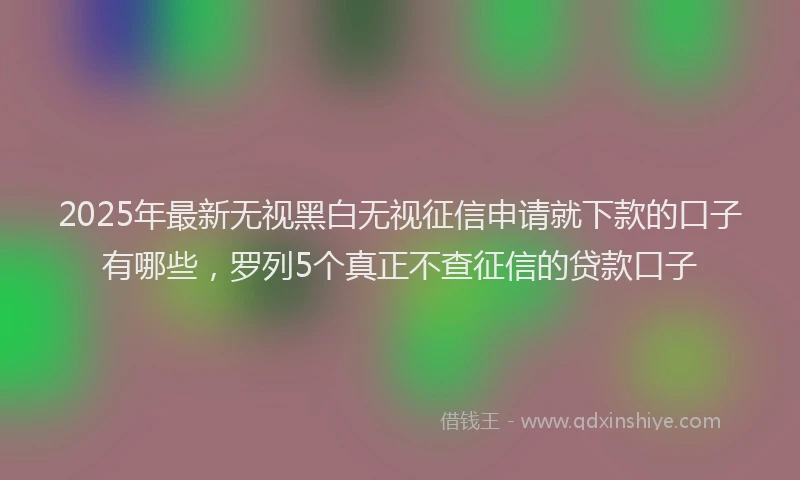2025年最新无视黑白无视征信申请就下款的口子有哪些，罗列5个真正不查征信的贷款口子