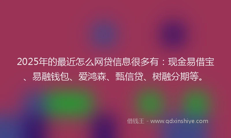 2025年的最近怎么网贷信息很多有：现金易借宝、易融钱包、爱鸿森、甄信贷、树融分期等。