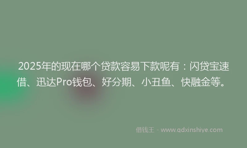 2025年的现在哪个贷款容易下款呢有：闪贷宝速借、迅达Pro钱包、好分期、小丑鱼、快融金等。