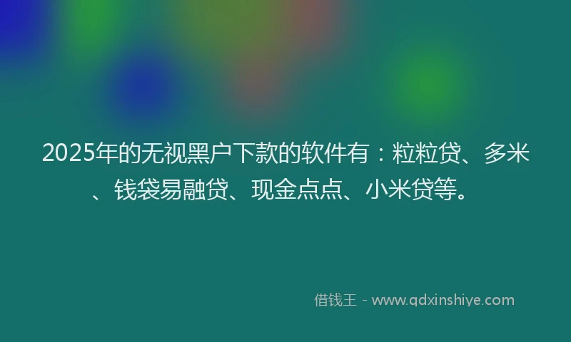 2025年的无视黑户下款的软件有：粒粒贷、多米、钱袋易融贷、现金点点、小米贷等。