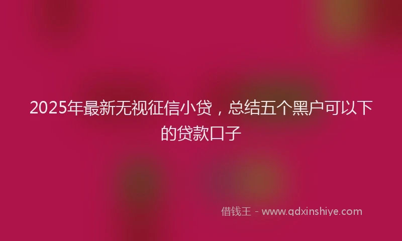 2025年最新无视征信小贷，总结五个黑户可以下的贷款口子