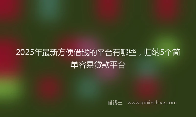2025年最新方便借钱的平台有哪些，归纳5个简单容易贷款平台
