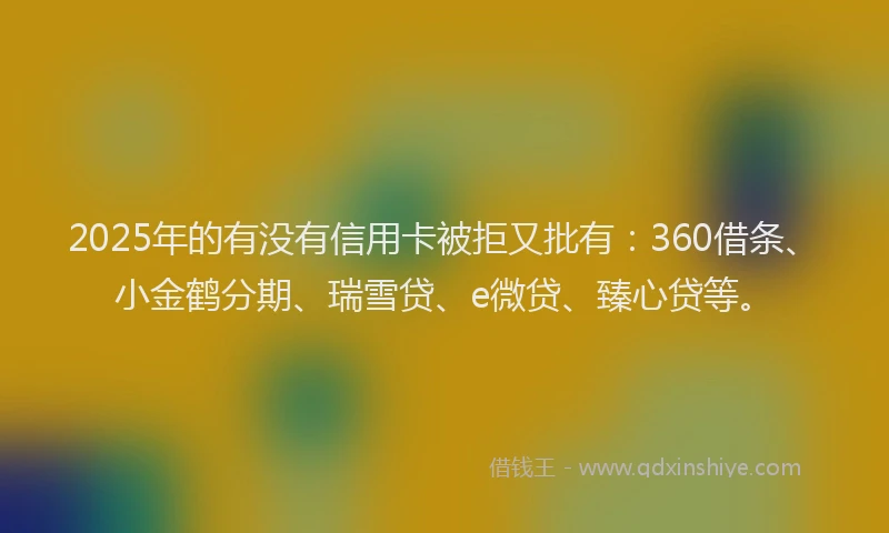 2025年的有没有信用卡被拒又批有：360借条、小金鹤分期、瑞雪贷、e微贷、臻心贷等。