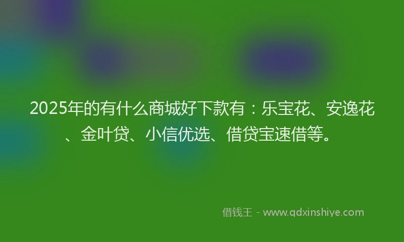 2025年的有什么商城好下款有：乐宝花、安逸花、金叶贷、小信优选、借贷宝速借等。
