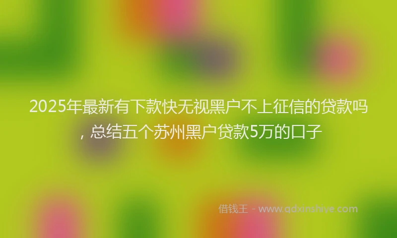 2025年最新有下款快无视黑户不上征信的贷款吗，总结五个苏州黑户贷款5万的口子