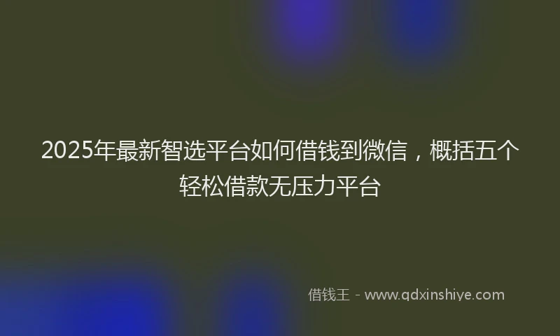2025年最新智选平台如何借钱到微信，概括五个轻松借款无压力平台